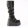 Demonia STOMP-228 Black Vegan Platform Wedge Boots