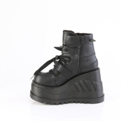 Demonia STOMP-60 Black Platform Wedge Ankle Boots