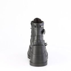 Demonia STOMP-60 Black Platform Wedge Ankle Boots