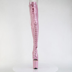 Pleaser FLAMINGO-3021GP Rose Glitter Laced Thigh Boots
