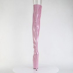 Pleaser FLAMINGO-3021GP Rose Glitter Laced Thigh Boots