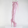Pleaser FLAMINGO-3021GP Rose Glitter Laced Thigh Boots