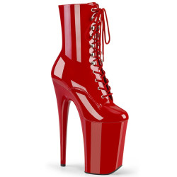 Pleaser INFINITY-1020 Red Patent Ankle High Boots Women
