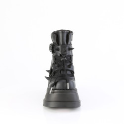 Demonia STOMP-60 Black Platform Wedge Ankle Boots