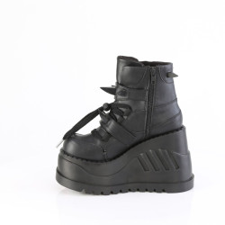 Demonia STOMP-60 Black Platform Wedge Ankle Boots