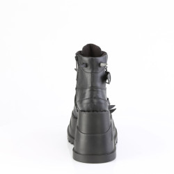 Demonia STOMP-60 Black Platform Wedge Ankle Boots
