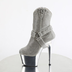 Pleaser ADORE-1029CHRS Silver Strass Chrome Sale Women