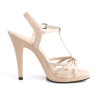 Fabulicious FLAIR-420 Nude T-Strap Stiletto Sandals