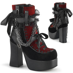 Demonia CHARADE-110 Black Red Chunky Platform Boots
