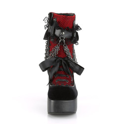 Demonia CHARADE-110 Black Red Chunky Platform Boots