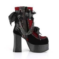 Demonia CHARADE-110 Black Red Chunky Platform Boots