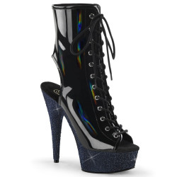 Pleaser BEJEWELED-1016-6 Black Hologram Patent Strass