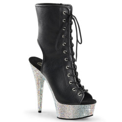 Pleaser BEJEWELED-1016-6 Black Vegan Leather Silver