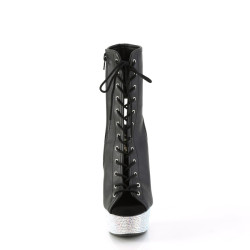Pleaser BEJEWELED-1016-6 Black Vegan Leather Silver