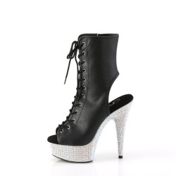 Pleaser BEJEWELED-1016-6 Black Vegan Leather Silver