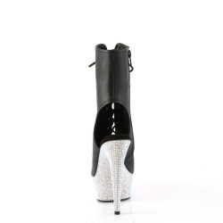 Pleaser BEJEWELED-1016-6 Black Vegan Leather Silver