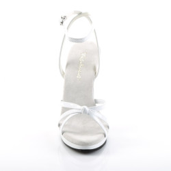 Fabulicious FLAIR-436 White Ankle Wrap Stiletto Sandal