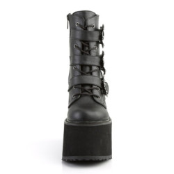 Demonia SWING-103 Black Vegan Platform Buckle Boots