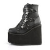 Demonia SWING-103 Black Vegan Platform Buckle Boots