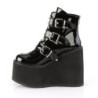 Demonia SWING-105 Black Patent Platform Buckle Boots
