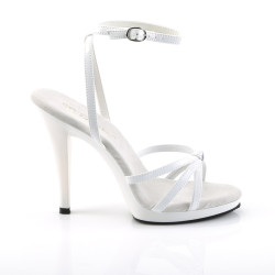Fabulicious FLAIR-436 White Ankle Wrap Stiletto Sandal
