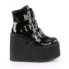 Demonia SWING-105 Black Patent Platform Buckle Boots