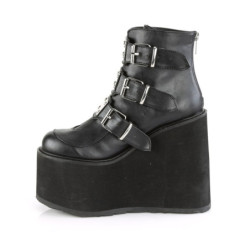 Demonia SWING-105 Black Vegan Platform Buckle Boots