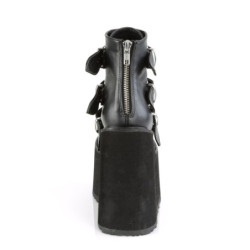 Demonia SWING-105 Black Vegan Platform Buckle Boots