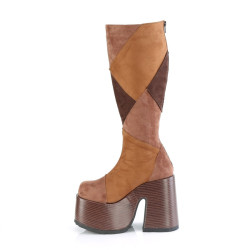 Demonia CAMEL-280 Brown Vegan Chunky Platform Boots