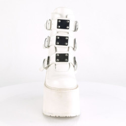 Demonia SWING-105 White Vegan Platform Buckle Boots