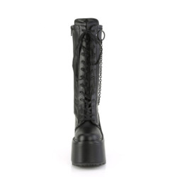 Demonia SWING-150 Black Vegan Platform Knee High Boots