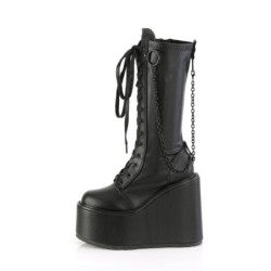 Demonia SWING-150 Black Vegan Platform Knee High Boots