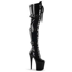 Pleaser FLAMINGO-3028 Patent Buckle Thigh High Boots