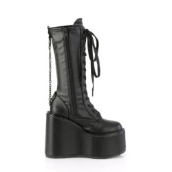 Demonia SWING-150 Black Vegan Platform Knee High Boots