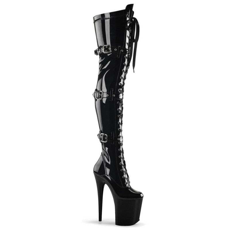 Pleaser FLAMINGO-3028 Patent Buckle Thigh High Boots Pleaser FLAMINGO-3028 Patent Buckle Thigh High Boots