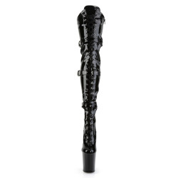 Pleaser FLAMINGO-3028 Patent Buckle Thigh High Boots