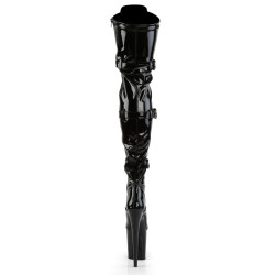 Pleaser FLAMINGO-3028 Patent Buckle Thigh High Boots