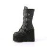 Demonia SWING-230 Black Vegan Platform Buckle Boots