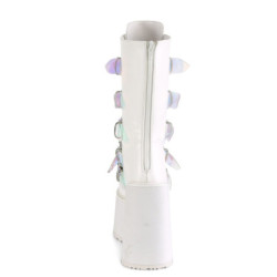 Demonia SWING-230 White Vegan Platform Buckle Boots