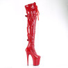 Pleaser FLAMINGO-3028 Red Buckle Thigh High Boots