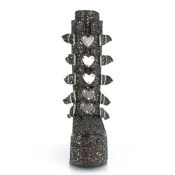 Demonia SWING-230G Black Glitter Platform Buckle Boots