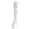 Pleaser FLAMINGO-3028 White Buckle Thigh High Boots