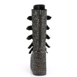 Demonia SWING-230G Black Glitter Platform Buckle Boots