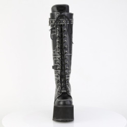 Demonia SWING-260 Black Vegan Platform Knee High Boots