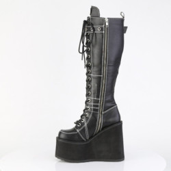 Demonia SWING-260 Black Vegan Platform Knee High Boots