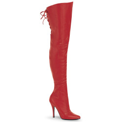 Pleaser LEGEND-8899 Red Genuine Leather Thigh Boots
