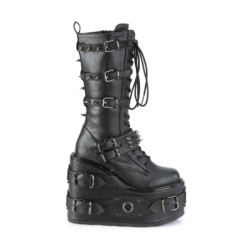 Demonia SWING-327 Black Vegan Platform Knee High Boots