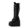Demonia SWING-815 Black Patent Platform Knee High Boots