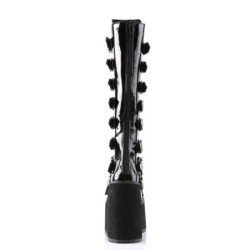 Demonia SWING-815 Black Patent Platform Knee High Boots