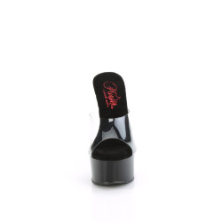 Pleaser GLEAM-601 Transparent Black Heeled Mules Women